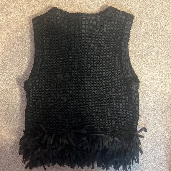 club Monaco black fringe tank top - Picture 4 of 5